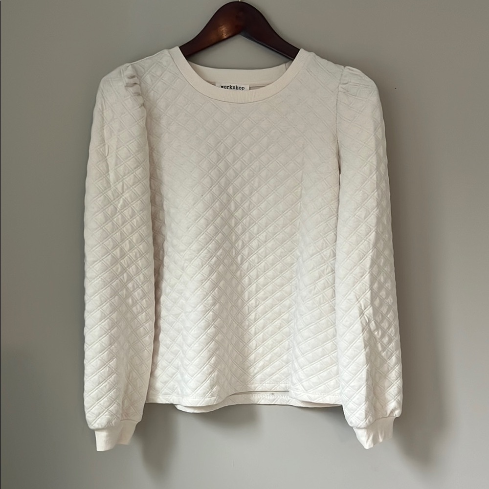 Workshop Republic Clothing Cream Quilted Sweatshirt